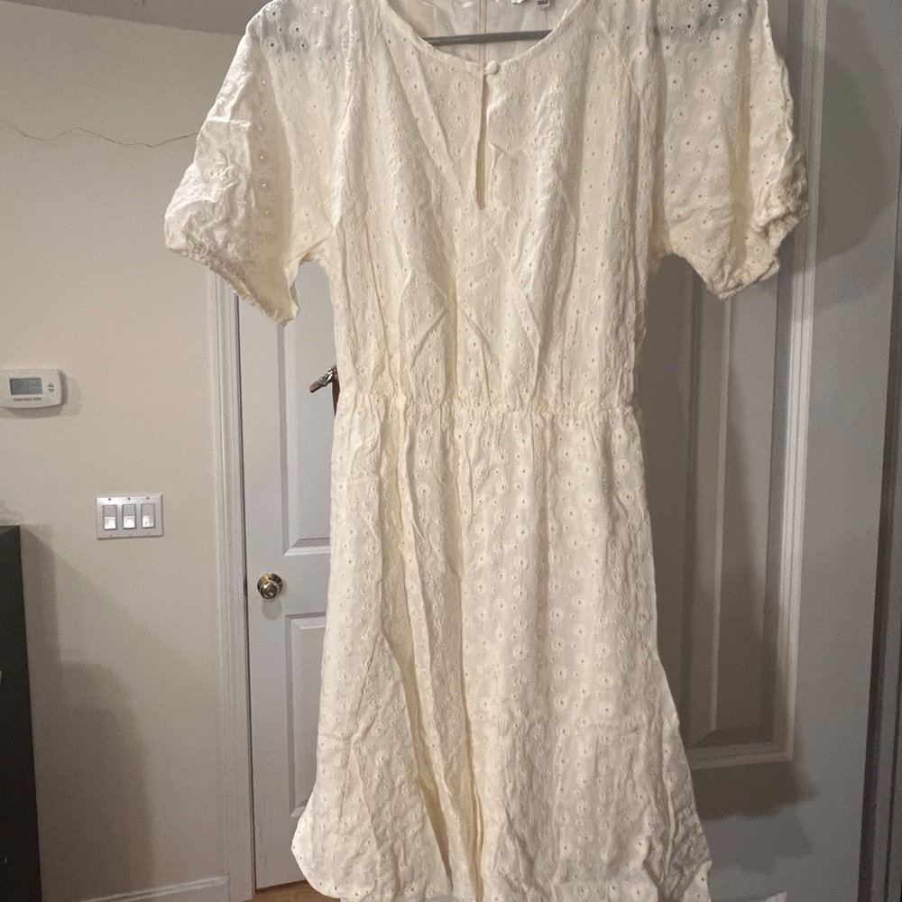 Madewell Cream Eyelet Midi Dress